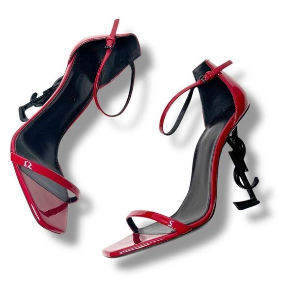 Saint Laurent Opyum 110 YSL Heels Sandals in Red Patent Leather Women’s Size 39 - Picture 4 of 14